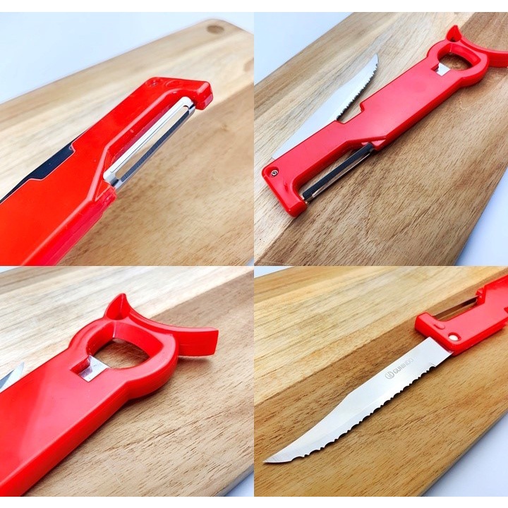 4in1 Peeler - Pisau Roti - Pembuka Botol - Kupasan Buah Bagian Busuk