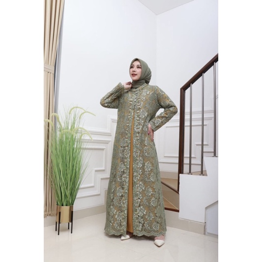 GAMIS CARDIGAN CORNELI GLITER PAYET / GAMIS BAHAN PAYET DIAMOND MUTIARA KOMBINASI KANCING PERMATA / 