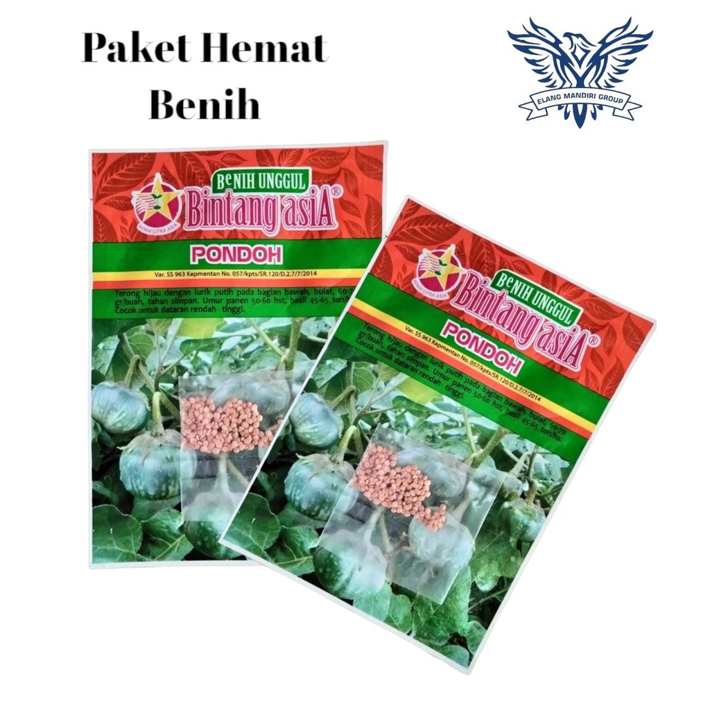 Repack 2000an PONDOH  Benih bibit terong bulat SUPER HEMAT isi 0,5 gr Bintang asia 100% Original Cocok untuk di pekarangan