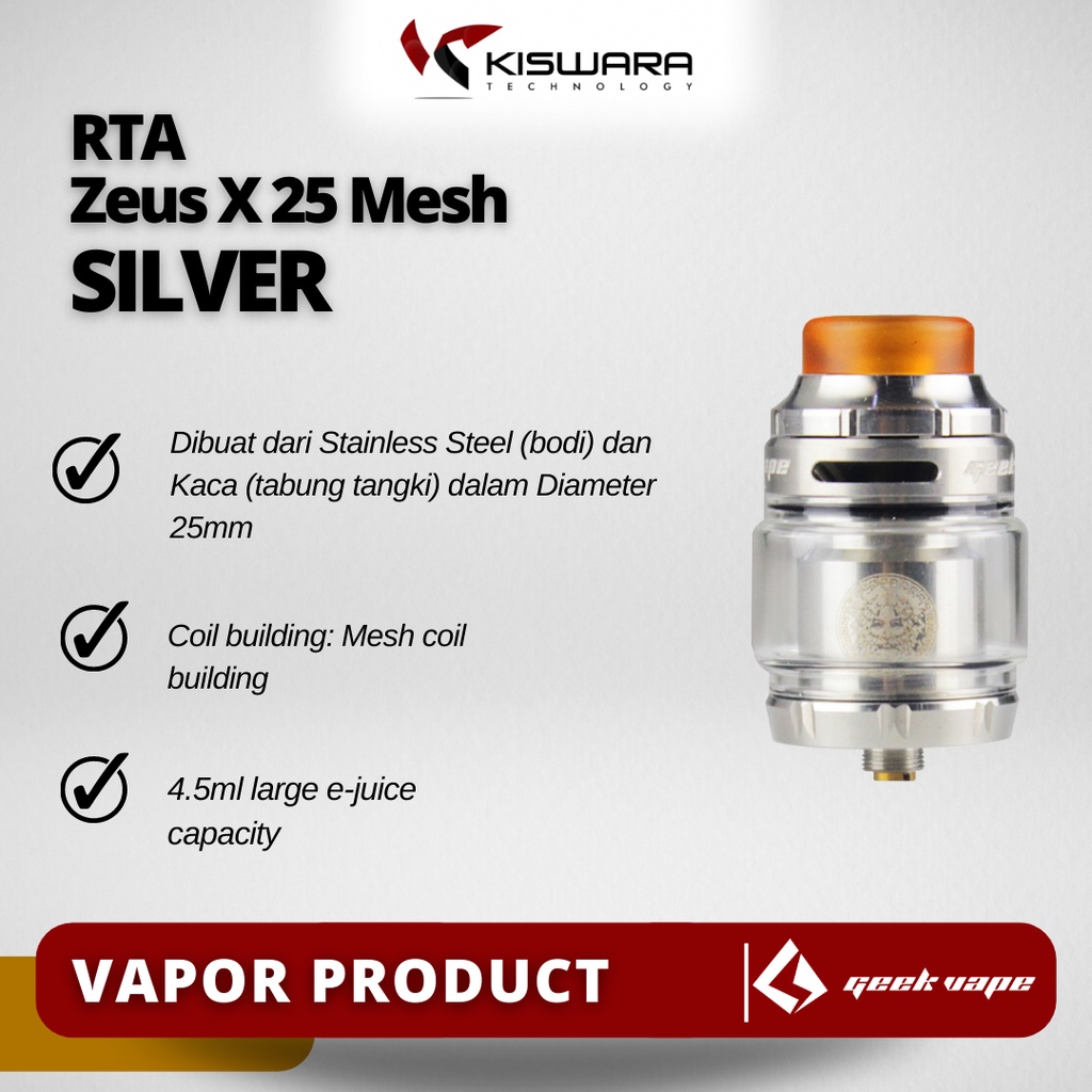 Zeus X 25 Mesh RTA Atomizer - SILVER [Clone]