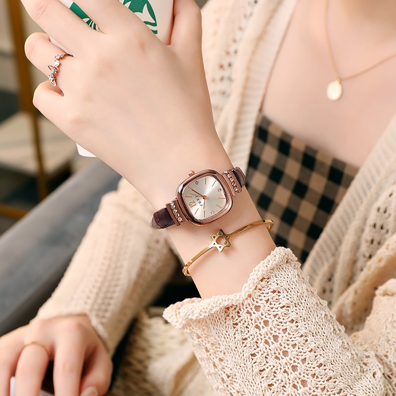 ✅COD [BBS] Jam Tangan Wanita O.U.K.J Jam Tangan Wanita Quartz dengan Strap kulit Sintetis