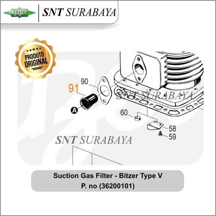 SUCTION GAS FILTER BITZER TYPE V 36200101 - Sparepart bitzer opentype
