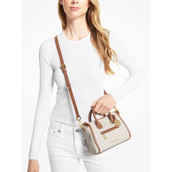Michael Kors Carine Extra Small XS Logo Satchel Vanilla