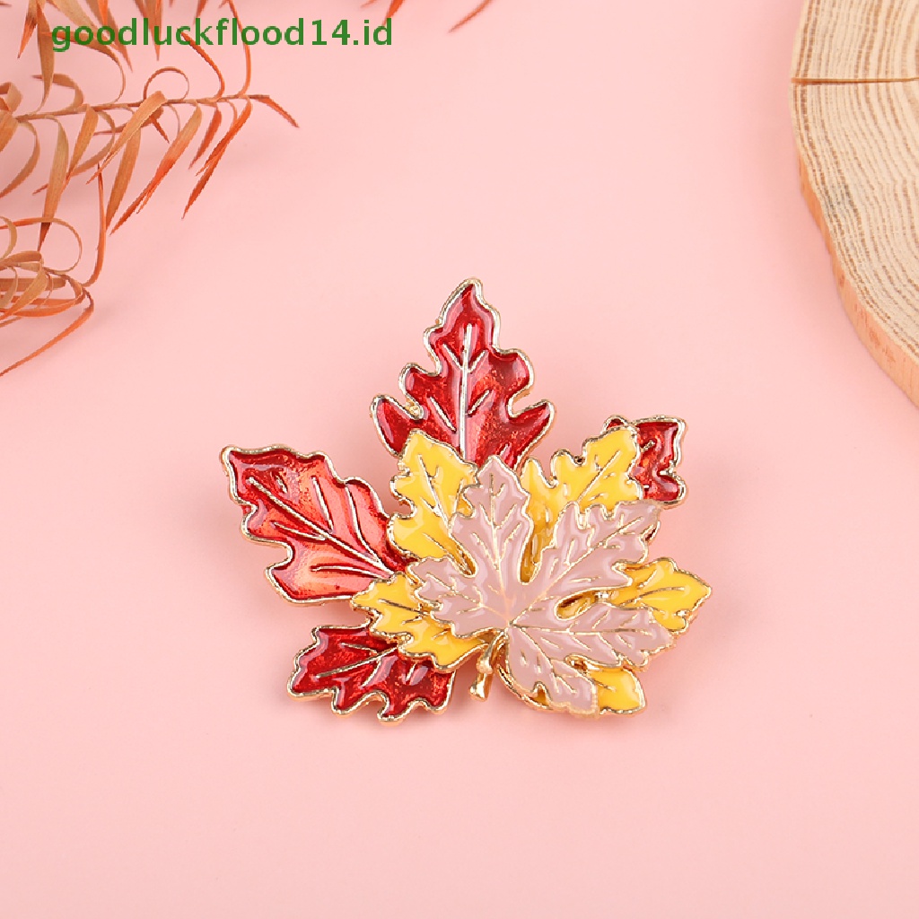 [GOOGFOUR] Vintage Bros Maple Daun Bros Untuk Wanita Alloy Enamel Lapel Brooch Pin Sweater Mantel Aksesoris Pakaian Perhiasan Hadiah [TOP]