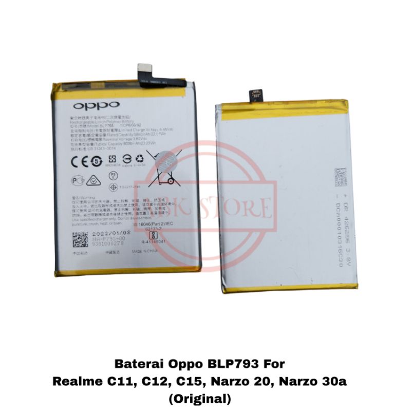 BATERAI OPPO BLP793 FOR REALME C11 C12 C15 NARZO 20, 30A BATTERY ORIGINAL