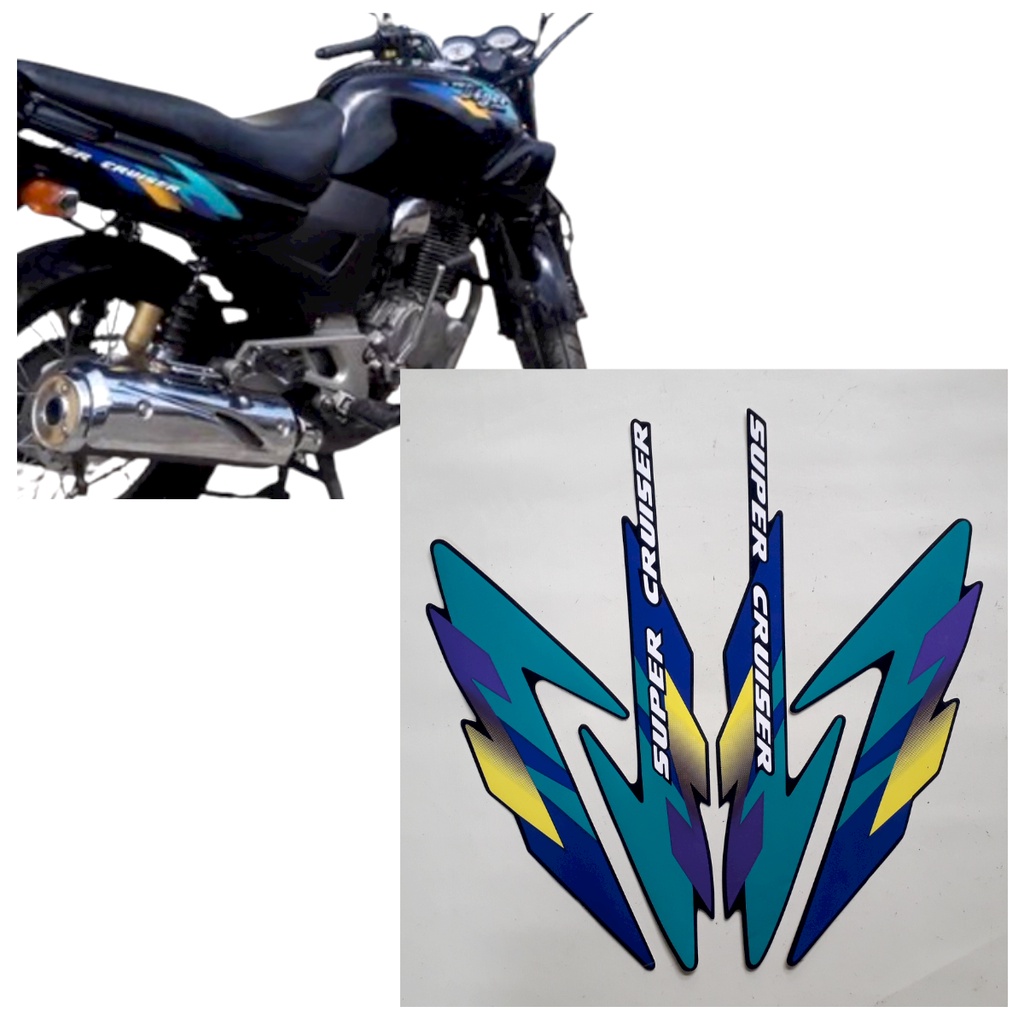 stiker striping lis body honda tiger 1997 full hitam-biru