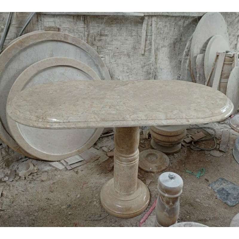 Meja Makan Marmer Oval
