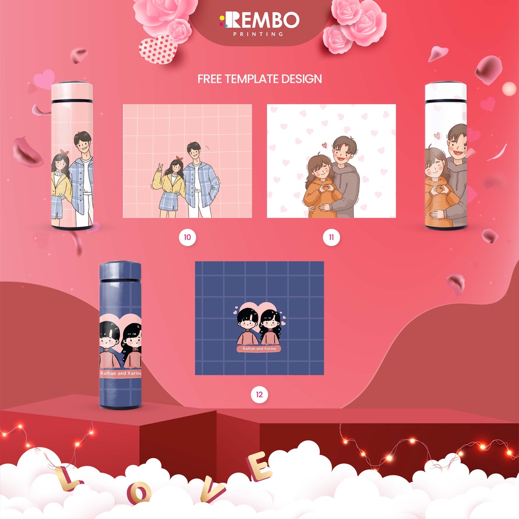 TUMBLER COUPLE UV EDISI VALENTINE - TUMBLER UV FULL PRINT SPESIAL Edisi Valentine Custom Termos Valentine Souvenir Gift Hadiah Wedding Couple Thermos Hadiah Anniversary Unik Murah Lucu