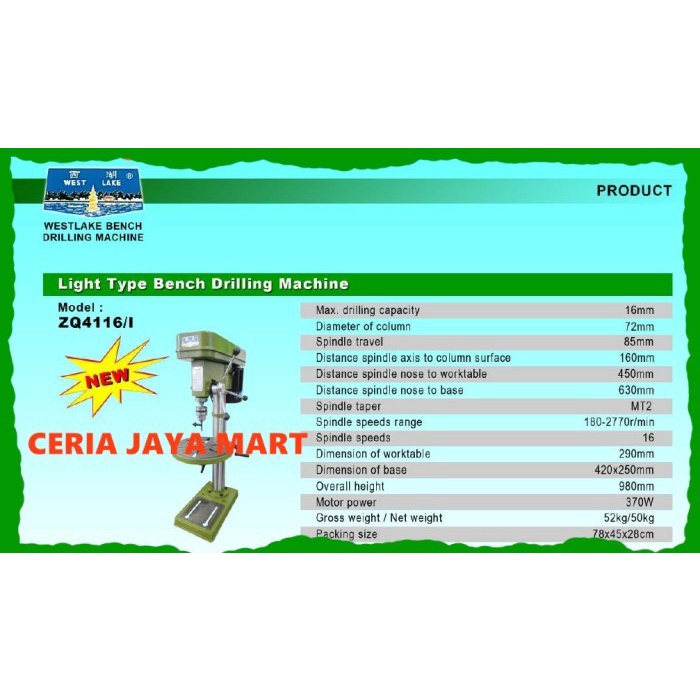Westlake ZQ4116/i bench drilling machine bor duduk Westlake original