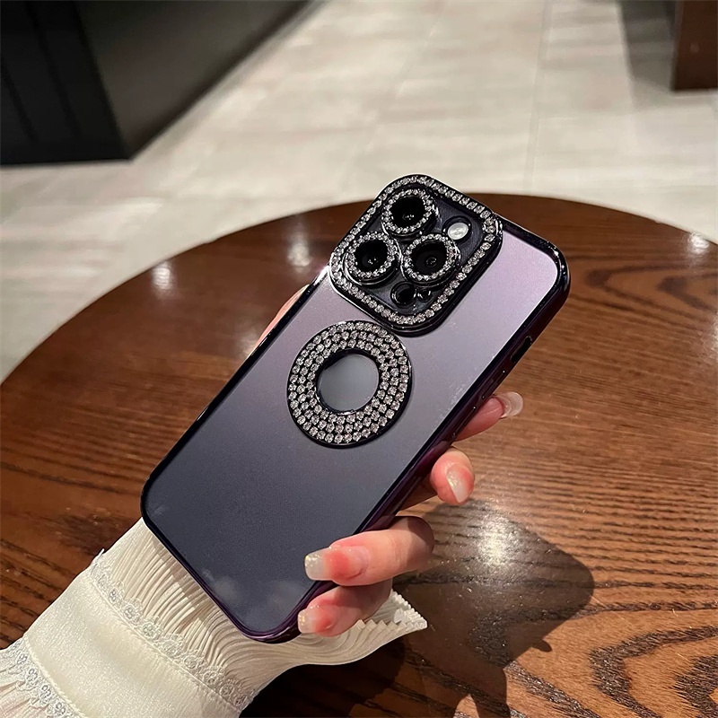 Casing Diamond Hollow Mewah iPhone 14 Pro Max 13 Pro Max 12 Pro Max 11 Pro Max14 Plus Dilengkapi Dengan Perlindungan film Lensa Casing Pencegah Jatuh
