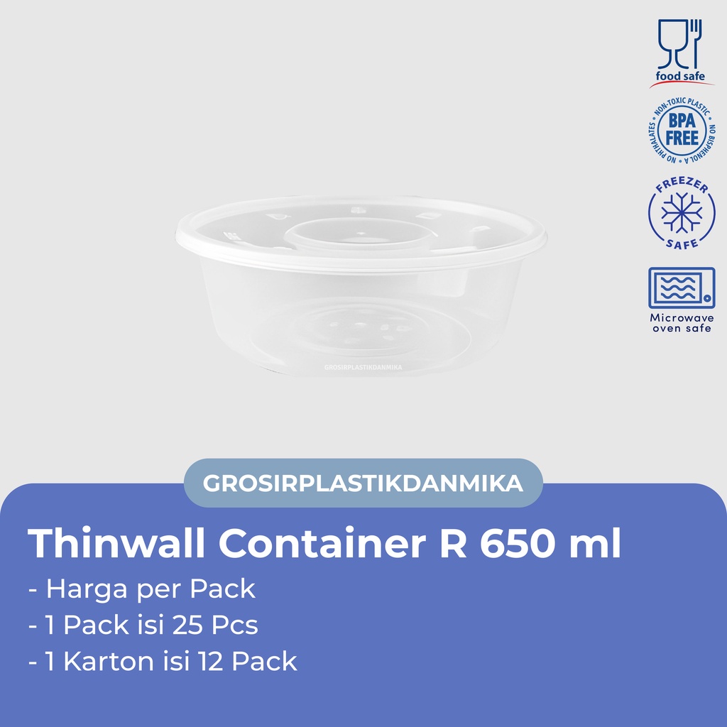 Mangkuk Plastik Thinwall 650 ml / Thinwall Bulat 650 ml DM isi 25 set