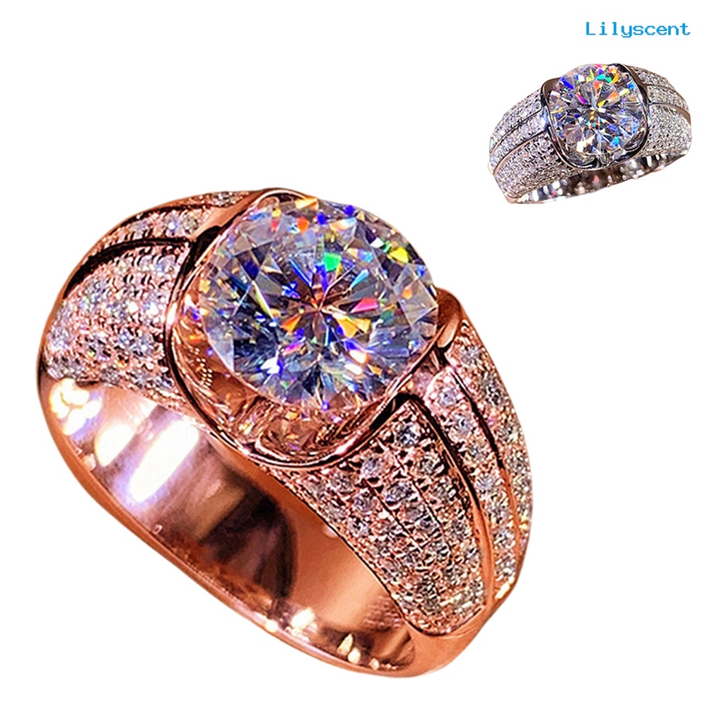 [LS] Cincin Wanita Temperamen Sederhana Alloy Cubic Zirconia Tertanam Hadiah Ideal Cincin Jari Untuk Pesta