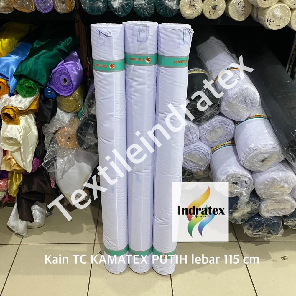 ( per setengah meter ) Kain katun jepang TC KAMATEX warna PUTIH lebar 115 cm bahan meteran baju kemeja seragam sekolah sd smp sma smk gamis koko kaftan kerudung hijab jilbab lapisan masker craft kerajinan tangan kain kafan schruncie dekor kafan mori