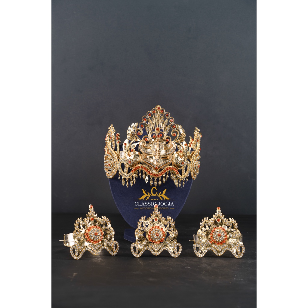 Siger Sunda  Phonix Gold Permata Merah/mentul/Kembanggoyang/set manten/siger sunda pengantin murah/s