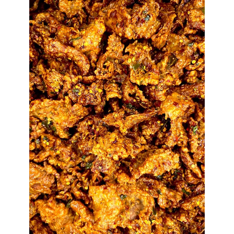 

KULIT AYAM CRISPY PEDAS DAUN JERUK 1 KG