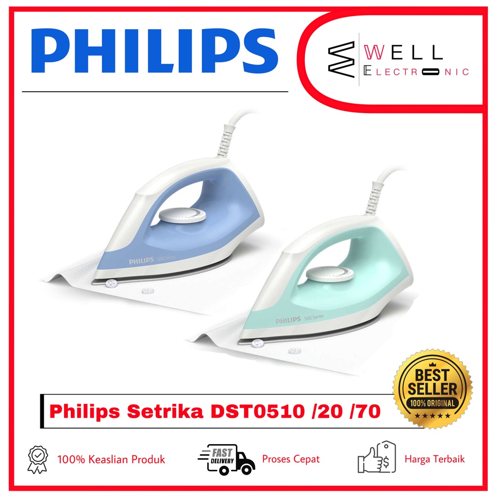 PHILIPS Dry Iron DST0510/20 DST0510/70 Tapak Non-stick Setrika Philips DST 0510