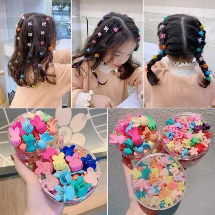 FREE BOX 20pc Jepit Rambut Mini Anak/Baby Bayi/ Poni Colorful Luc