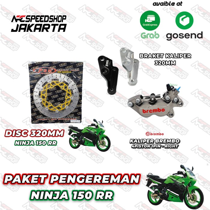 Paket Pengereman Ninja 150Rr Disc Psm - Brembo 4P - Breket Kaliper Wr3 #Original