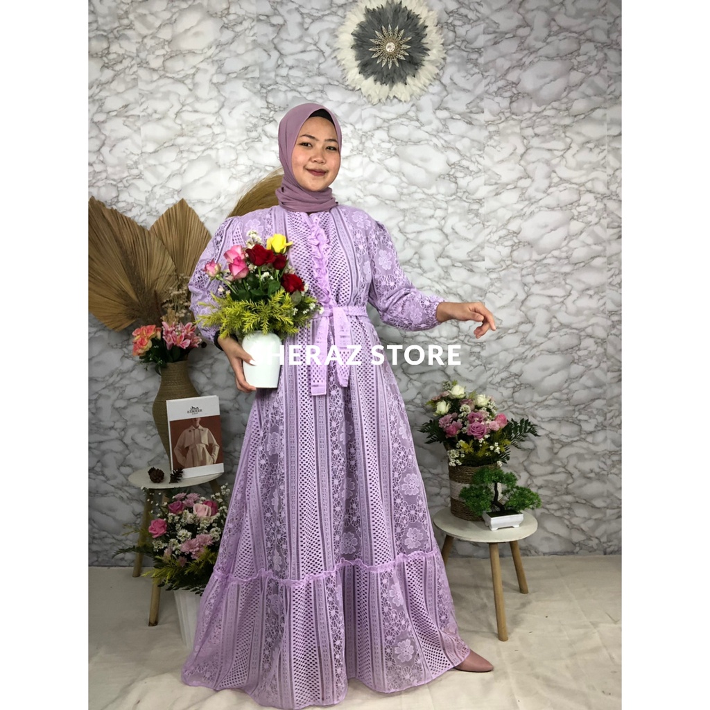 Gamis Dress Brukat Jumbo Ld 120 130 140 ZIZARA BRUKAT S M L XL XXL XXXL 5L Gamis Wanita Terbaru 2022