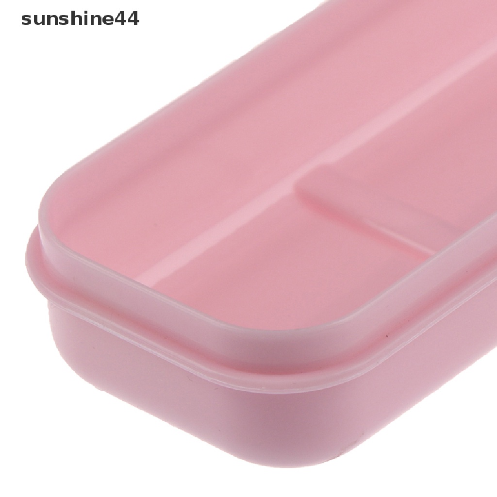 Sunshine Reusable Praktis Transparan Penutup Wheat Straw Cutlery Kotak Peralatan Makan Sekolah.