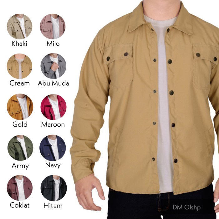 jaket pria Jaket Trucker Semi Parka Pria Cream - Random(I3G8) Kekinian Jaket Pria Casual Best Seller