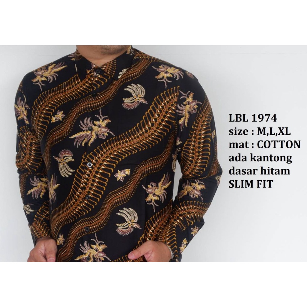 Baju Batik Pria Slimfit Kemeja Lengan Panjang Hem Slim Fit LBL 1974