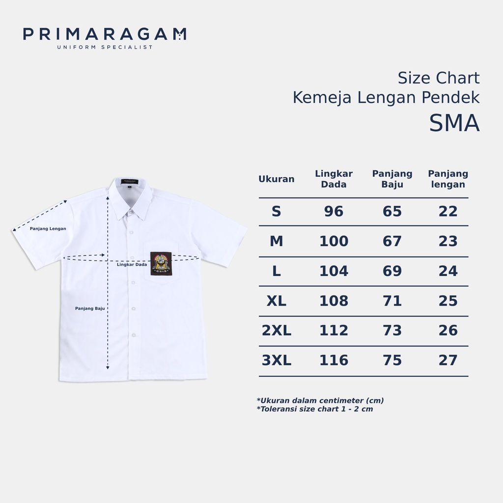 Primaragam Baju Putih Sekolah Sma Lengan Pendek Laki Laki Perempuan Kemeja Seragam Smk Osis
