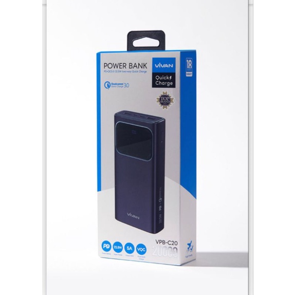 Power Bank Vivan 20000mah Quick charger VPB-C20 Power Bank Vivan Qualcomm 3.0A