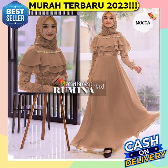 Gamis Wanita Terbaru Lebaran 2023 Ceruty Babydoll Dress Muslim Wanita Trend Model Viral Gamis Modren