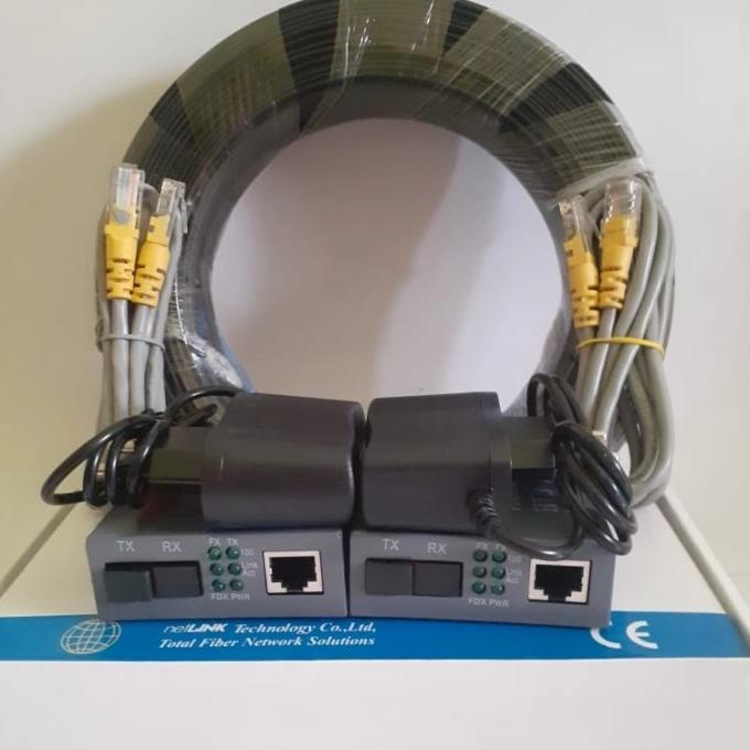 Paket kabel fiber optik sc upc 80M dan sepasang netlink htb 3100