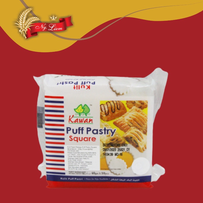 KAWAN Puff Pastry Square Instant 40 gram x 10 pcs / pack (GOJEK/GRAB)