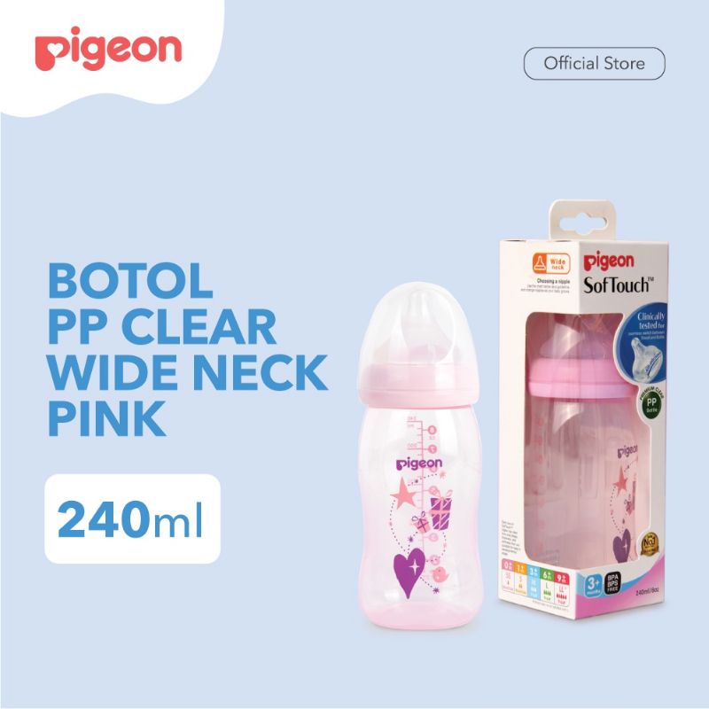 PIGEON botol pp clear wide neck 240ml/ Botol susu bayi