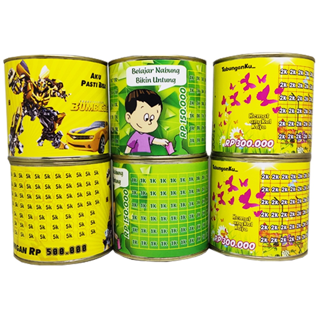 Paket 2 Pcs - Celengan Target Mini / Celengan Kaleng Buka Tutup Kecil