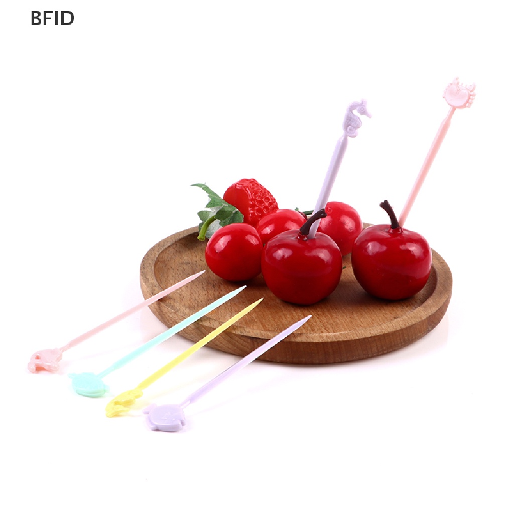 [BFID] Sweet Candy Color Mini Fruit Picks Anak Anak Lucu Kartun Dessert Forks Bento [ID]