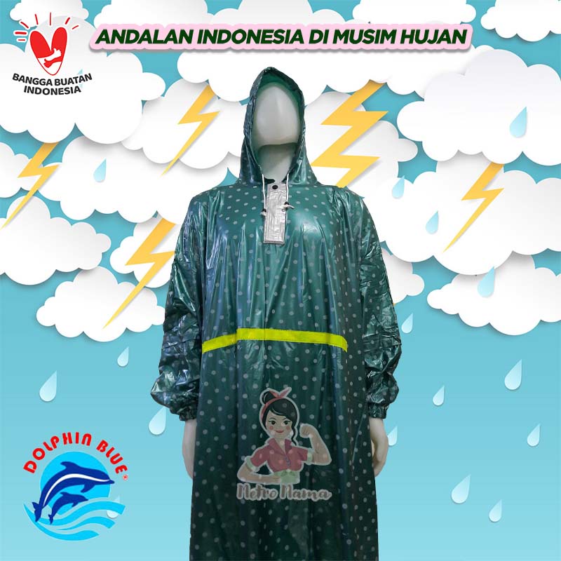 Jas Hujan Poncho Lengan DOLPHIN STAR POLKADOT Ukuran BIG SIZE JUMBO