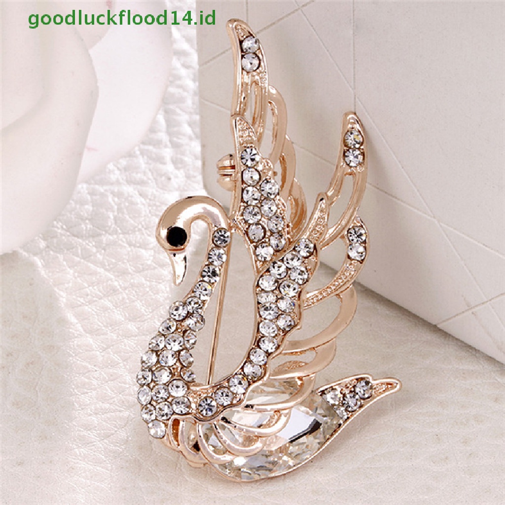 [GOOGFOUR] Berlian Imitasi Swan Bros Kristal Hewan Bros Jas Kerah Pin Perhiasan [TOP]