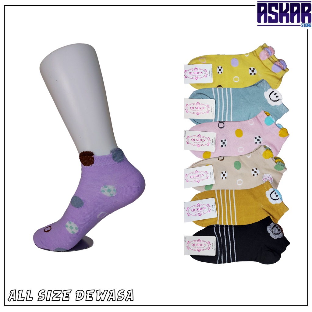 Kaos kaki pendek wanita motif lucu imut model style korea nyaman dipakai