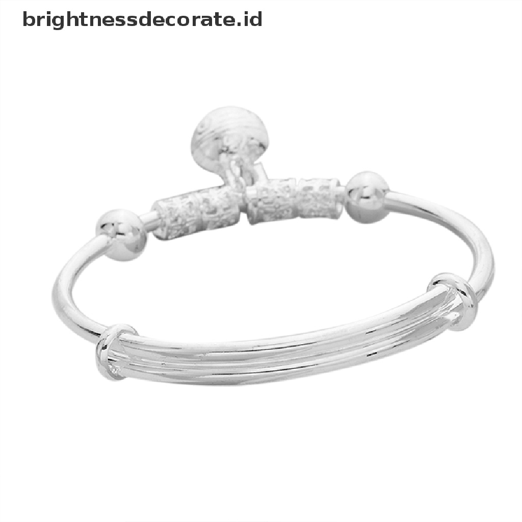 [Birth] Vintage Fashion Wanita Bell Perhiasan Perak Disepuh Cuff Gelang Pesona Bangle Hadiah [ID]