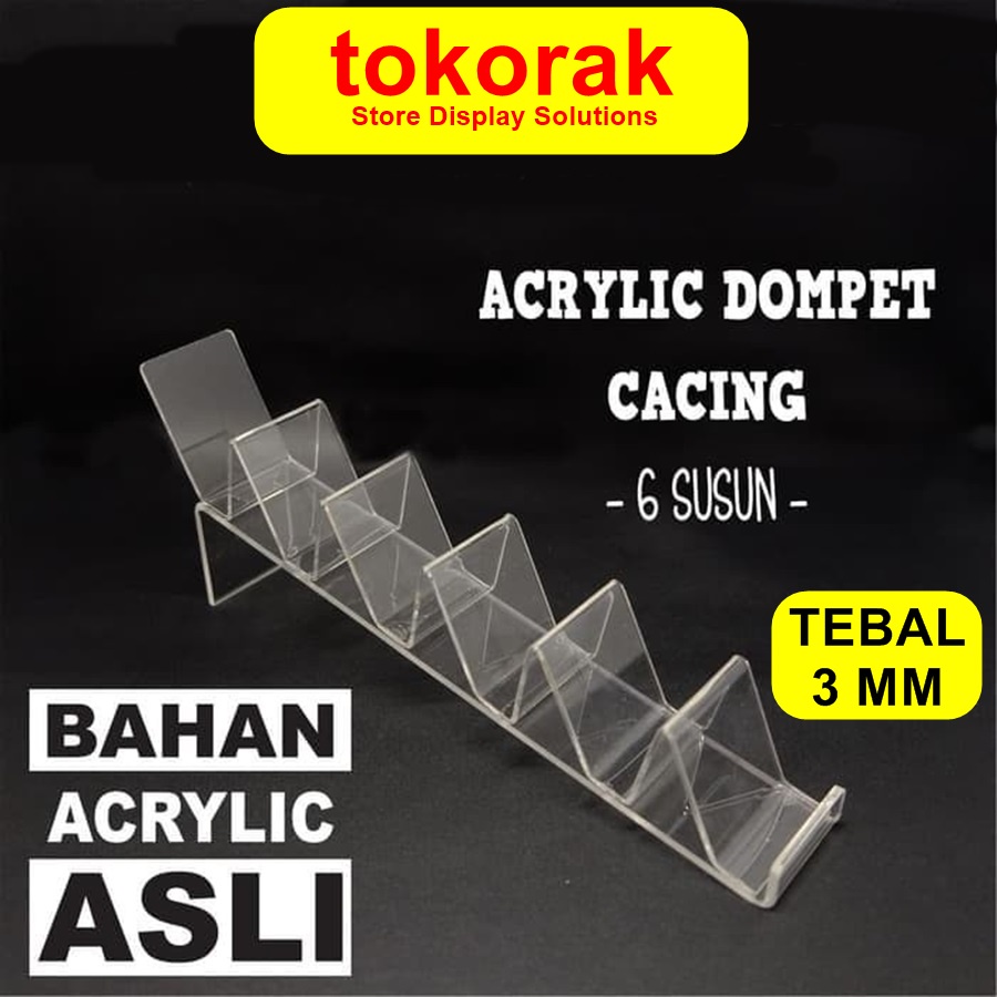 ACRYLIC DOMPET CACING 6 SUSUN AKRILIK ASLI STAND TEMPAT HANDPHONE