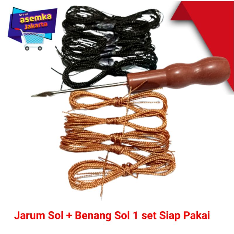 Jarum sol sepatu lengkap jarum sol sepatujarum sol sepatu dan benang 1set