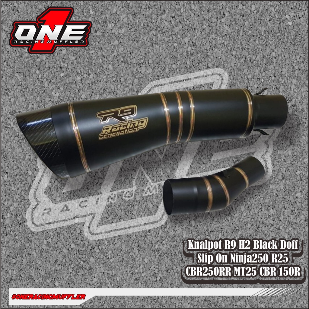 Knalpot R9 H2 Black Doff Slip On Ninja250 R25 CBR250RR MT25 CBR 150R
