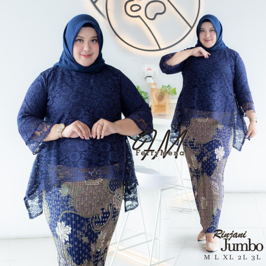 SET KEBAYA LD 130 super jumbo by WINES Fashion | blouse kebaya brokat super jumbo pesta | rok batik 