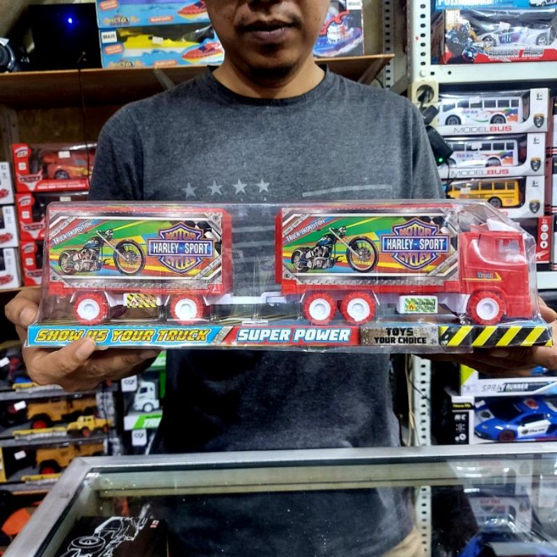 mainan truk box gandeng miniatur mobil truck kontainer anak laki cowok