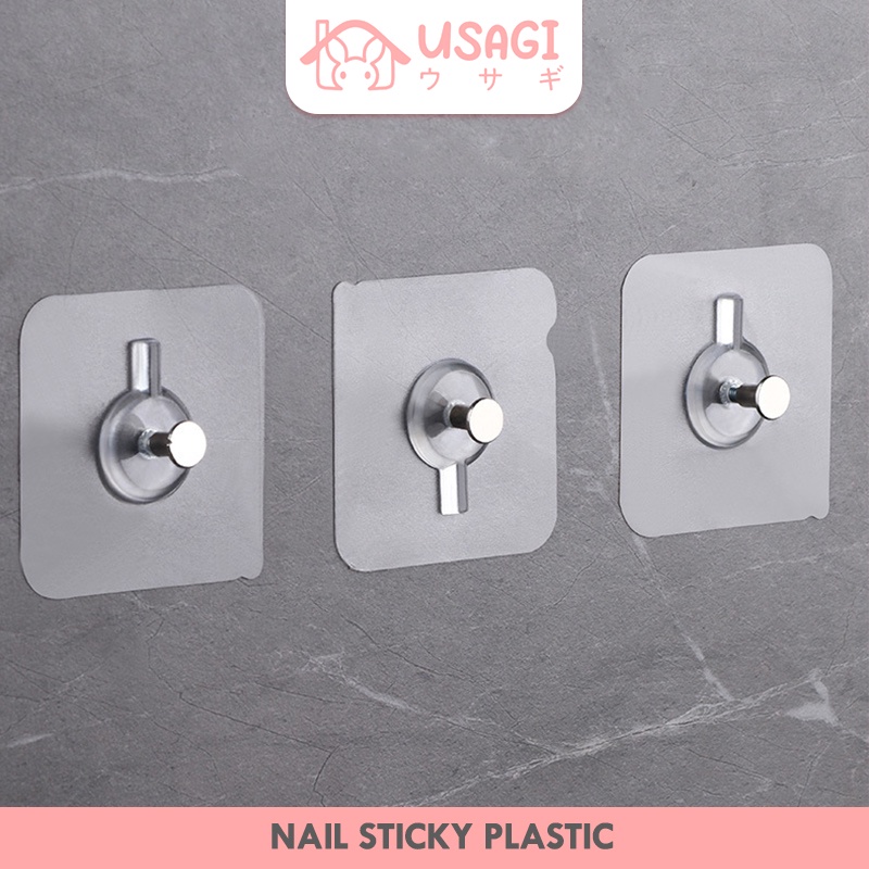 Usagi Official - Tempelan Plastik Paku / Gantungan Hook Tempel Paku / Gantungan Baju Jam Dinding Rak