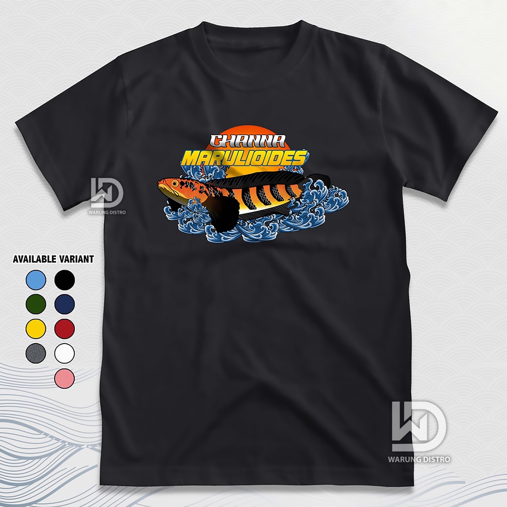 Kaos Distro Ikan Hias Channa Maruliodes Snakehead Chana Predator Fish Aquascape Cotton Combed 30S T-