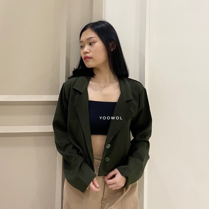 Evowear Blazer Wanita Korea Jas Lengan Panjang Korean Style Polos Rei Outer/ Outer Wanita