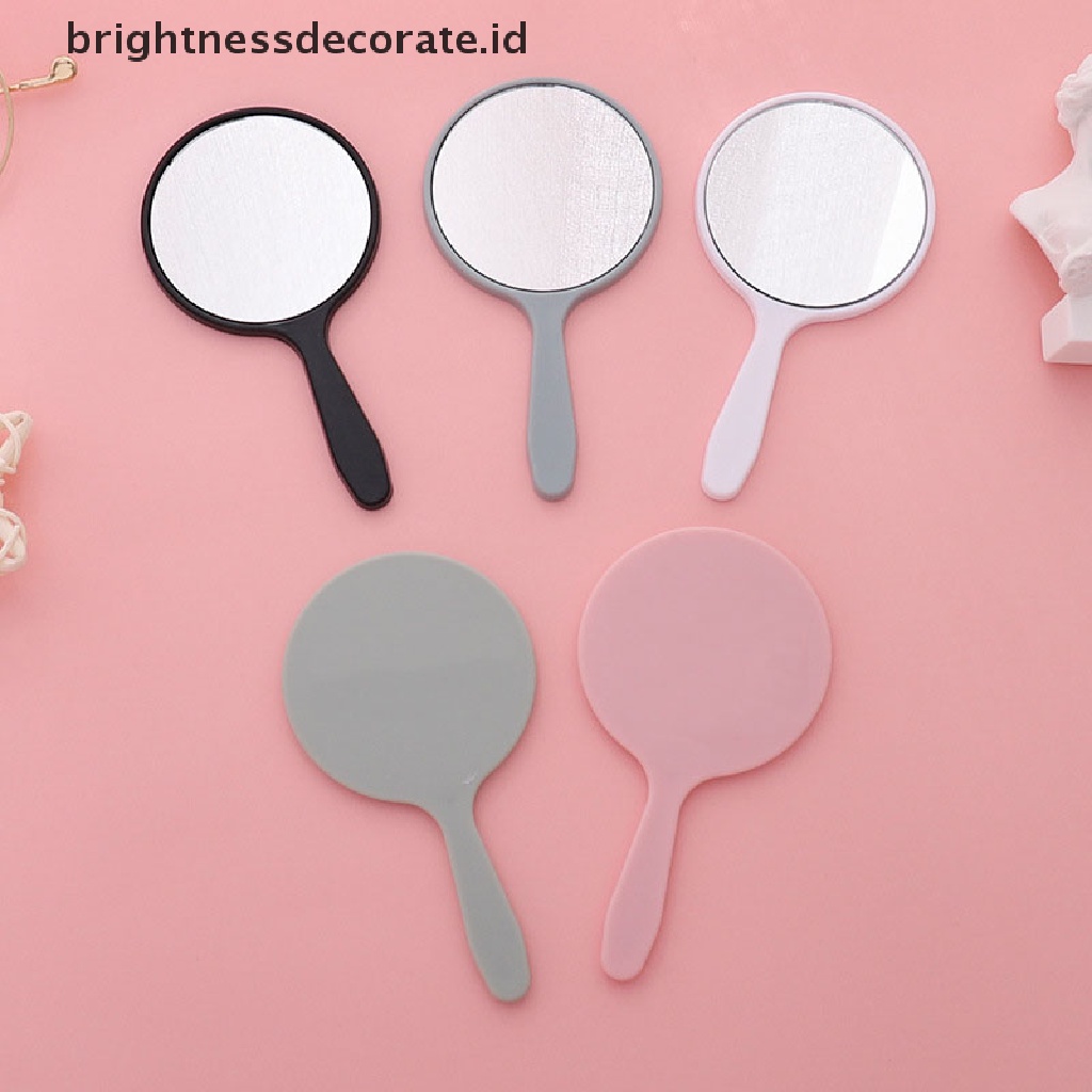 [Birth] Cermin Rias Genggam Bulat Vanity Mirror Dengan Handle Hand Mirror Kosmetik [ID]
