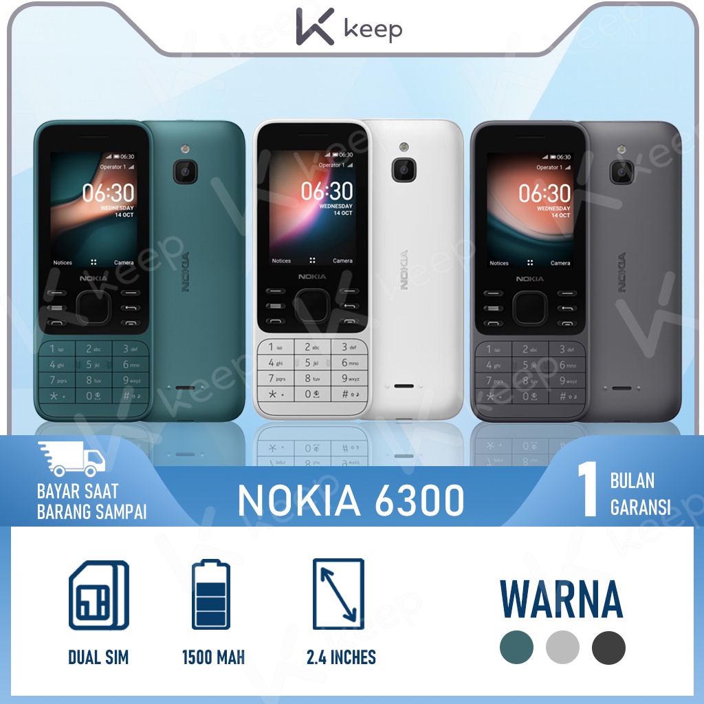 COD New Nokia 6300 2021 HANDPHONE N okia Hp murah Mobile Phone Only 2G