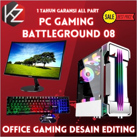 PC Gaming Fullset AMD Ryzen 5 5600G SSD M2 128GB lengkap LED 24 inc Keyboard Mouse GAMING