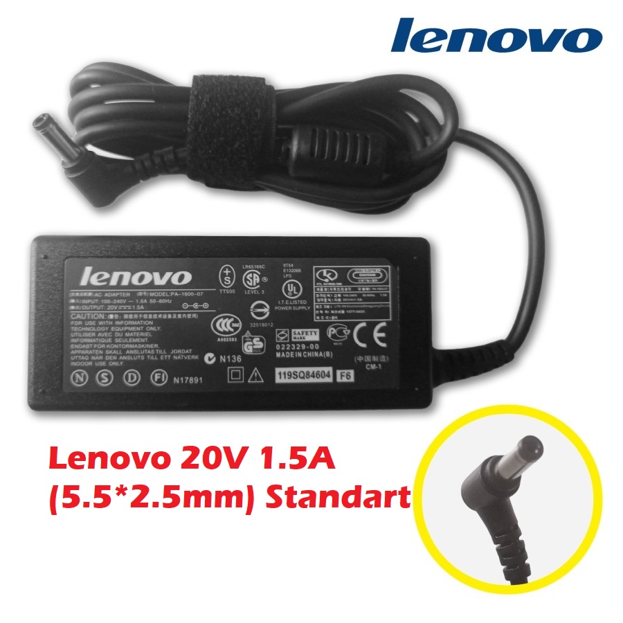 ORIGINAL ADAPTOR LENOVO 20V 1.5A (5.5X2.5mm) IDEAPAD S10 S100 S10-2 S10-3 S10-3c S10-3s S10-3t S10e S12 S9 S9e U150 U160 U260 U460 U460s ORIGINAL